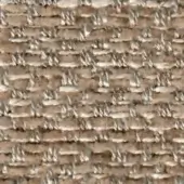 Tweed fabric texture, taupe and gray tones, dense weave with irregular pattern and visible threads, includes “swan > fabric (h) > h 629” label.